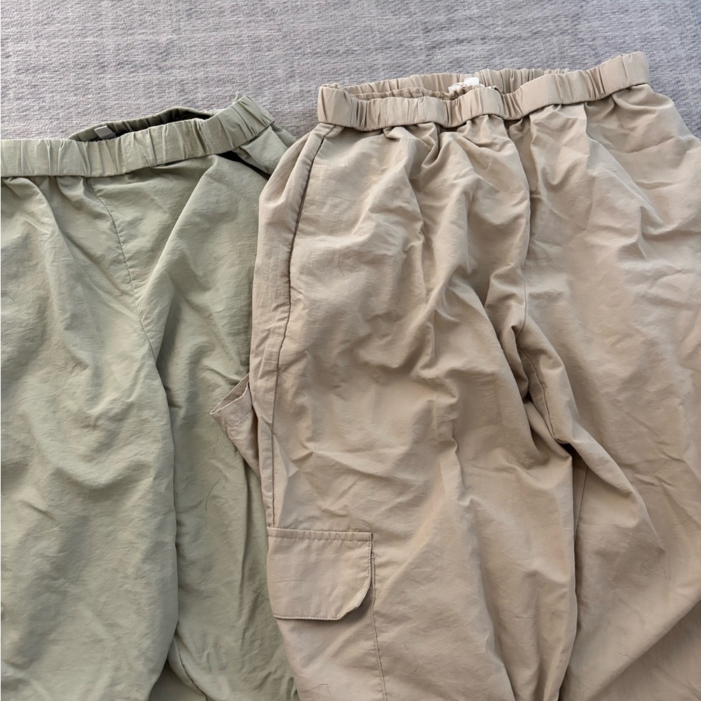 Women’s Casual Elastic Waist Pants - Beige and Olive